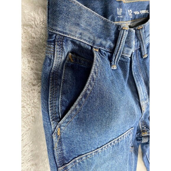 GAP Kids ‘90s Original Straight Carpenter Jeans - Size 12 Slim - Blue Denim EUC - Picture 4 of 13